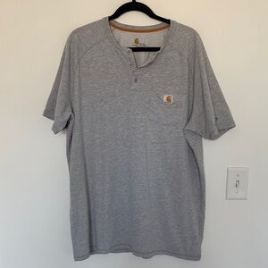 Carhartt Light Gray Men's Short Sleeve Henley, Relaxed Fit - Size XL Tall